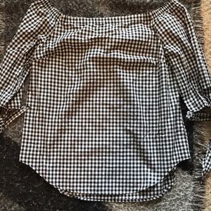 Off the Shoulder Checkered Top